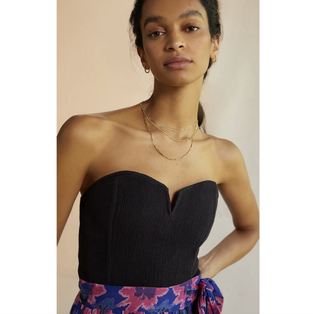 NWT Black Porridge Anthropologie S/M Strapless Bustier Corset Top